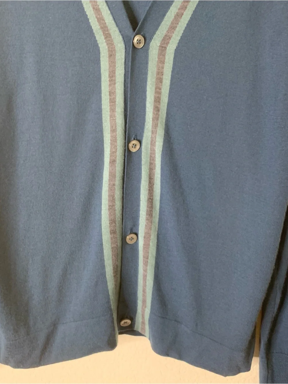 Paul Smith Mens blue 100% merino wool button front cardigan L